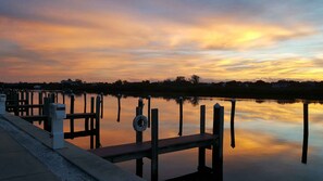 Backyard view of docks along intercoastal 