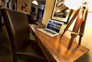 On business trips, get a little work done between mountain explorations.