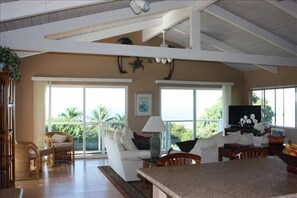 Newly remodeled living room. 180 degree ocean view