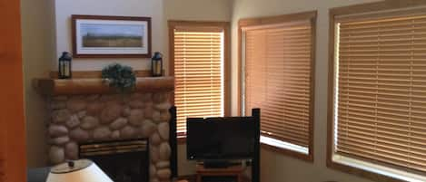 living room with fireplace