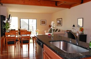 Kitchen island and dining area