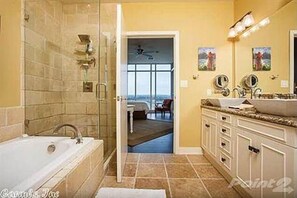 Master bath shower and luxury tub
