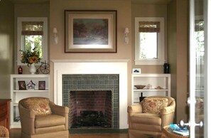 The Living Room.  The windows to the right offer a view of  Bass Harbor.