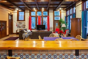 Looking from kitchen to dining area and living room