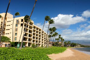 View of Sandy Beach in front of the Sugar Beach Resort. This is our building. 