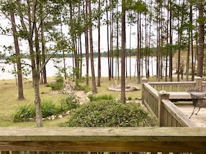 Looking from the covered porch all the way to the lake. 