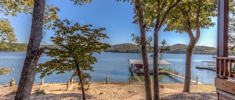 Looking out at the lake from lower deck.