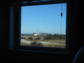 View of ferry from living room window