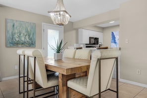 Large dining room table with ample seating