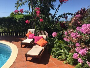 Relaxing by the pool. 