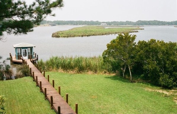 waterfront with woods on both sides