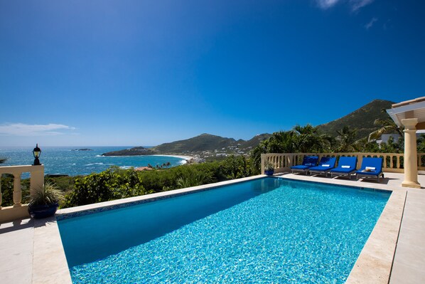 Newly refinished Pool Deck with a Wonderful View of the Mountains and Guana Bay