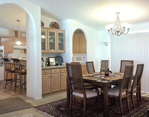 Dining area and casual kitchen seating