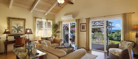 Spacious, ocean view living room.