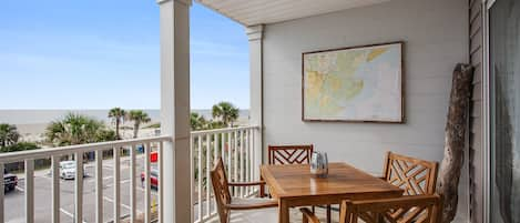 Enjoy relaxing on the porch that looks directly to the beach.  