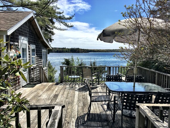 Outdoor Porch with view of Waterfront due East