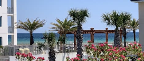 Sea Shell's main balcony partial view of the Gulf of Mexico 