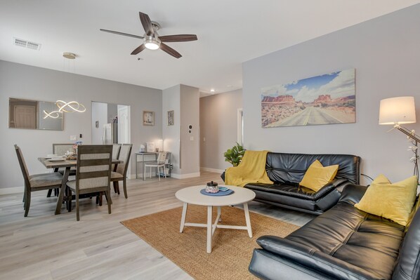 Open space living and dining area