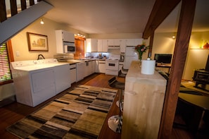 Kitchen open to living and dining space