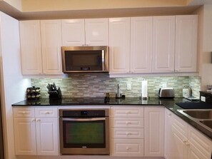 Kitchen with stainless steel appliances
