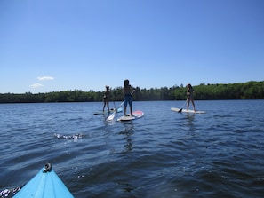 Paddleboarding & Kayaking Mann Lake.  A great way to see the lake!