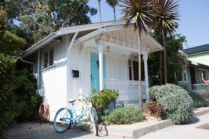 Front yard. The (very) small, but sometimes needed, parking space to the left. 