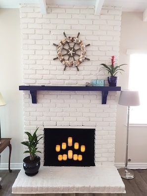 Fireplace with 10 LED remote controlled Candelabra.