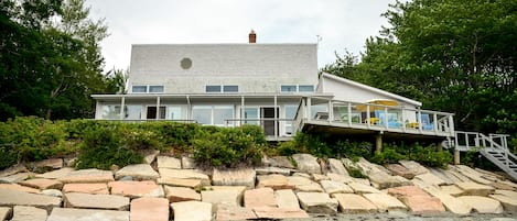 Bar Harbor View Cottage faces east toward Cadillac Mountain and Western Bay