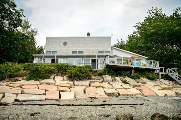 Bar Harbor View Cottage faces east toward Cadillac Mountain and Western Bay