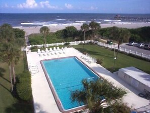 Cocoa Beach Towers giant pool on beach side of the building