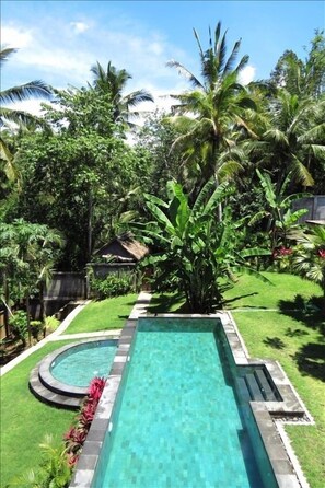 View of the pool and tropical rain forest from the bedroom windows