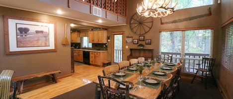 Dining table and kitchen