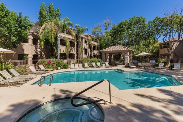 Quiet pool just steps from your door.