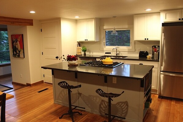 Brand new kitchen, huge granite island