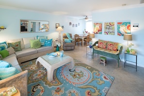 View of the living room and dining area