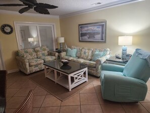 Living room with 55" screen TV
