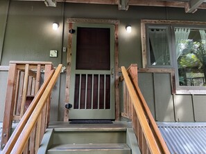 Front door entrance.  Key lockbox on the left