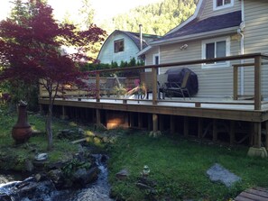 Huge back deck overlooking the stream