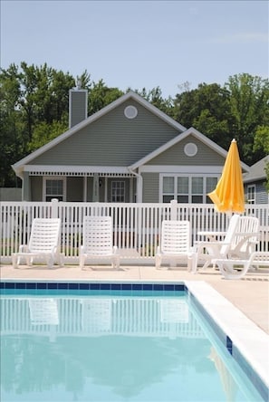 Community pool right outside front door, shared only by the houses in our circle