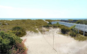 Wow!!! Your very own Badminton and Volleyball court right off our deck!