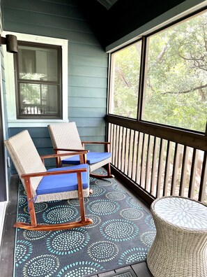 Treetop view from your rocking chair - morning coffee, evening libation?
