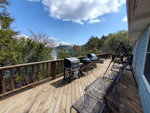 Upper Deck has charcoal and propane grill