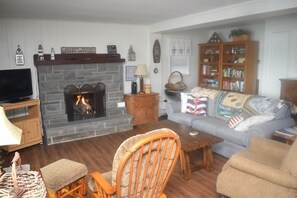 Living room with electric fireplace 