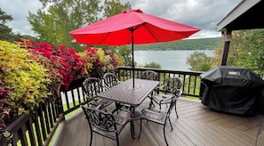 Coleus plants flourish every year on the deck. Large weber grill.