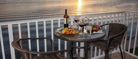 Sunset and Dinner on our 1st Floor Balcony