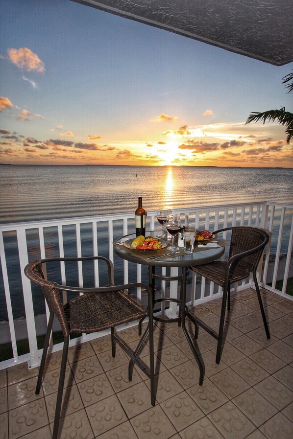 Sunset and Dinner on our 1st Floor Balcony
