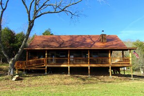 Screened-in porch of cabin.