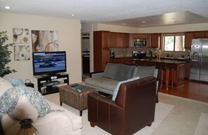 Family room with Flat Panel HD TV,  Stereo w/ipod doc & Blu-Ray Player