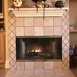 Cozy gas burning place