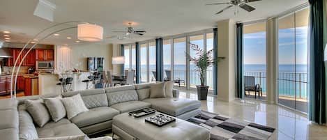 View from main living room. The gulf is seen from anywhere in the main room